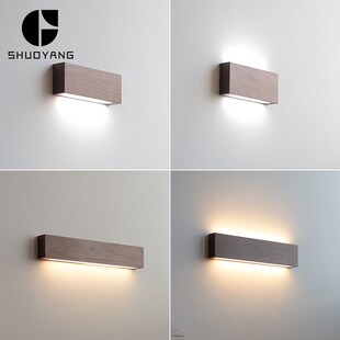 烁阳北美壁灯极简卧室床头楼梯间设计师款民宿实木质灯具