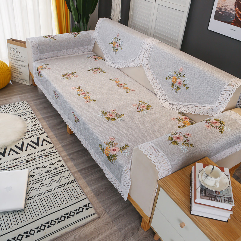 棉麻布艺白色单人沙发靠背巾田园四季通用档刺绣扶手盖布沙发巾,居家布艺,沙发垫,淘宝优惠券,粉丝福利购,淘宝优惠卷