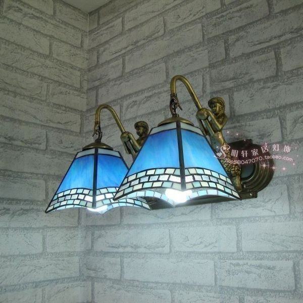 明轩灯具地中海风格阳台浴室灯现代灯蓝色美鱼艺术壁灯