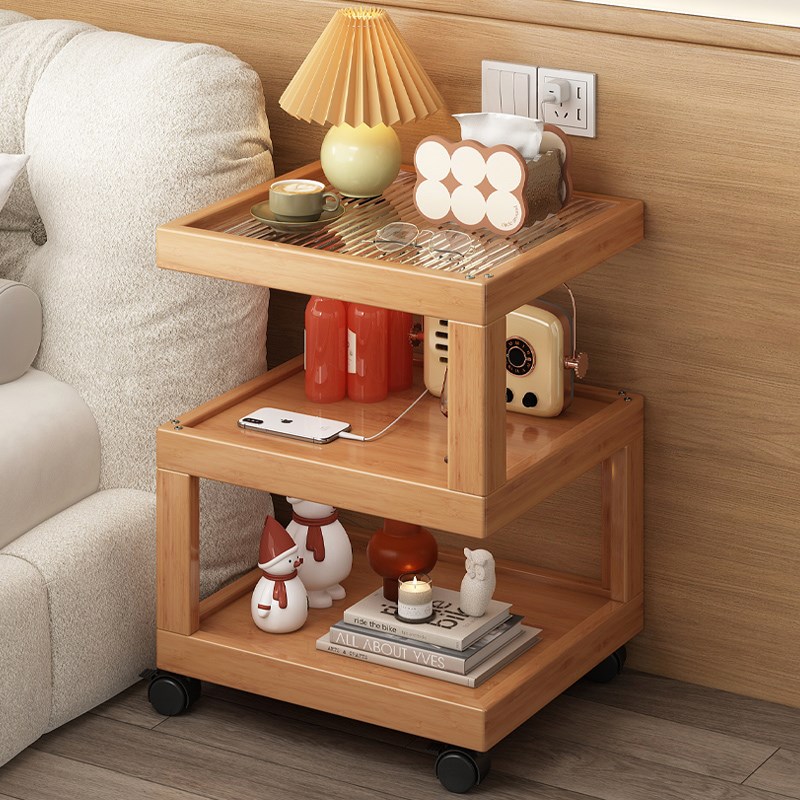 沙发边几柜可移动茶几小户型客厅家用实木小桌子方桌窄角几小推车