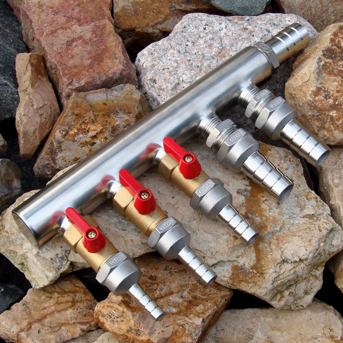 锈钢一体多通分水器分流 三四五六分一寸软管宝塔接头