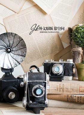 JK慕空间工业LOFT风格复古树脂相机照相机电话摆件咖啡厅书柜装饰