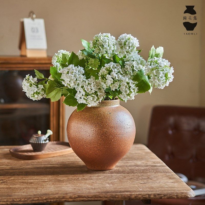 陶美集侘寂风手工陶瓷花瓶中式复古水培鲜花粗陶花器插花装饰摆件,家居饰品,花瓶,淘宝优惠券,粉丝福利购,淘宝优惠卷