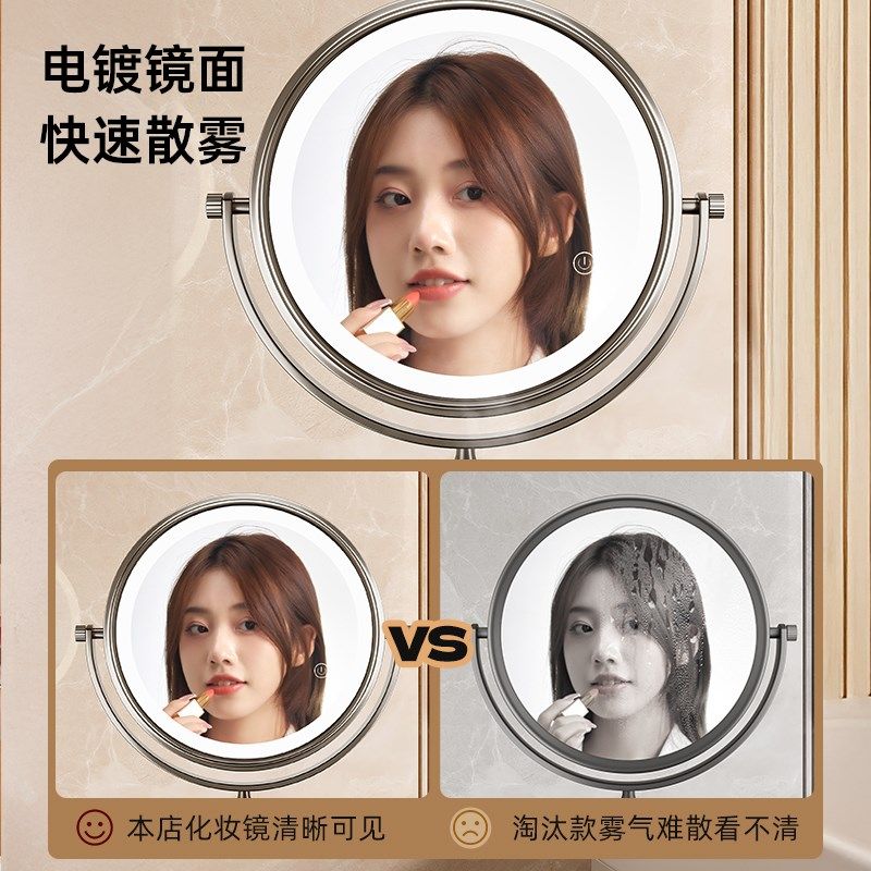 吸盘浴室可伸缩壁挂化妆镜带灯镜卫生间免打孔折叠酒店放大镜子,家装主材,美容镜,淘宝优惠券,粉丝福利购,淘宝优惠卷