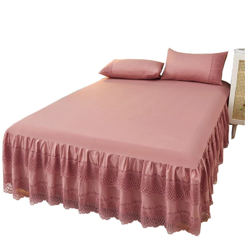 薄款花边蕾丝床裙床k罩单件1.5m1.8*2.2m公主风防滑床套防尘保护