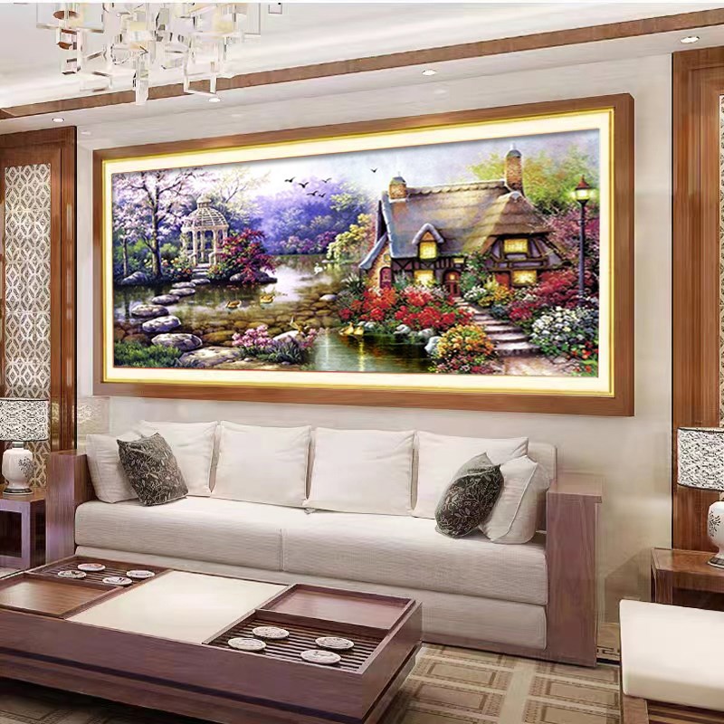梦幻家园2025新款5D水晶钻石画满钻点钻贴钻十Q字绣客厅砖石秀风