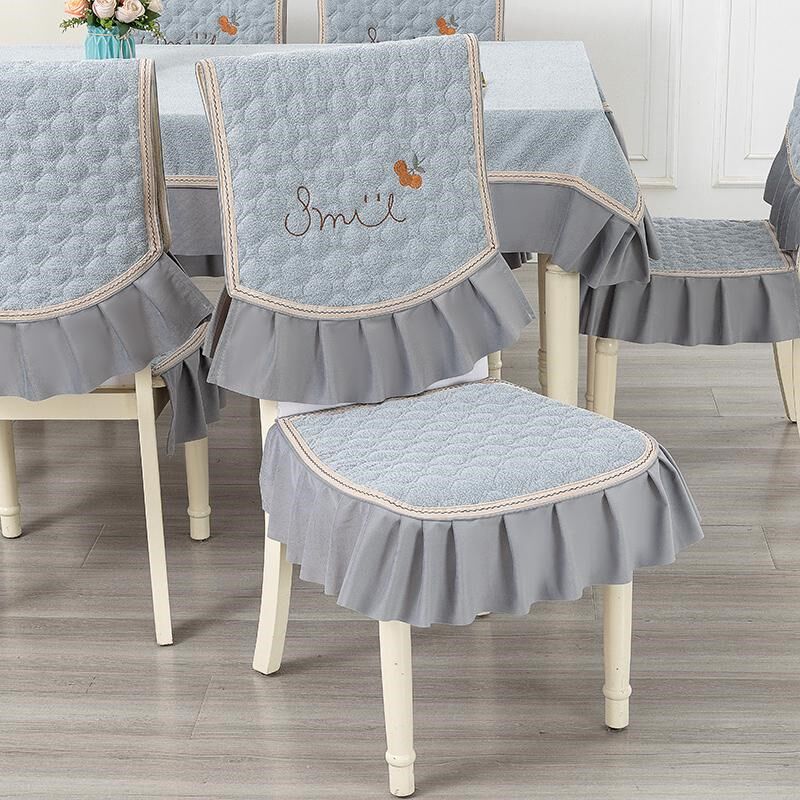 中式分体餐桌椅套套装防滑高端雪尼尔刺绣椅子套罩实木凳子椅垫套