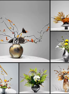 简约现代落地仿真花艺摆件售楼处样板间客厅酒店陶瓷花器装饰摆设