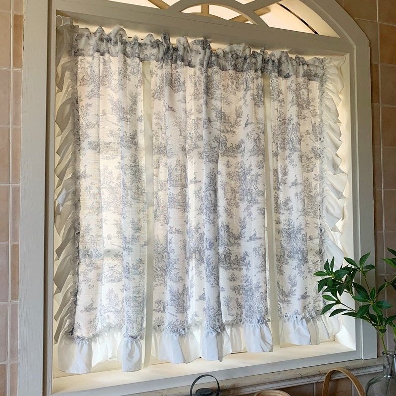 中古风纱帘系带帘罗马帘升降帘透光不透人窗帘魔术贴短帘半帘隔断,居家布艺,定制窗帘,淘宝优惠券,粉丝福利购,淘宝优惠卷