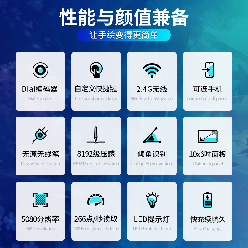 绘王Q620M无线手绘板电子绘图板写字输入手写板电脑绘画板数位板