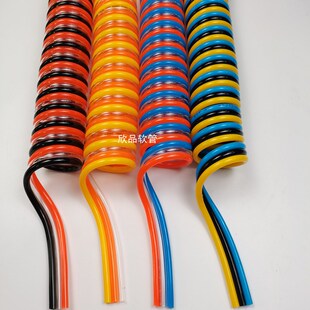 定制TPU多排伸缩气管 机器人耐磨高压螺旋管 聚氨酯五排弹簧软管