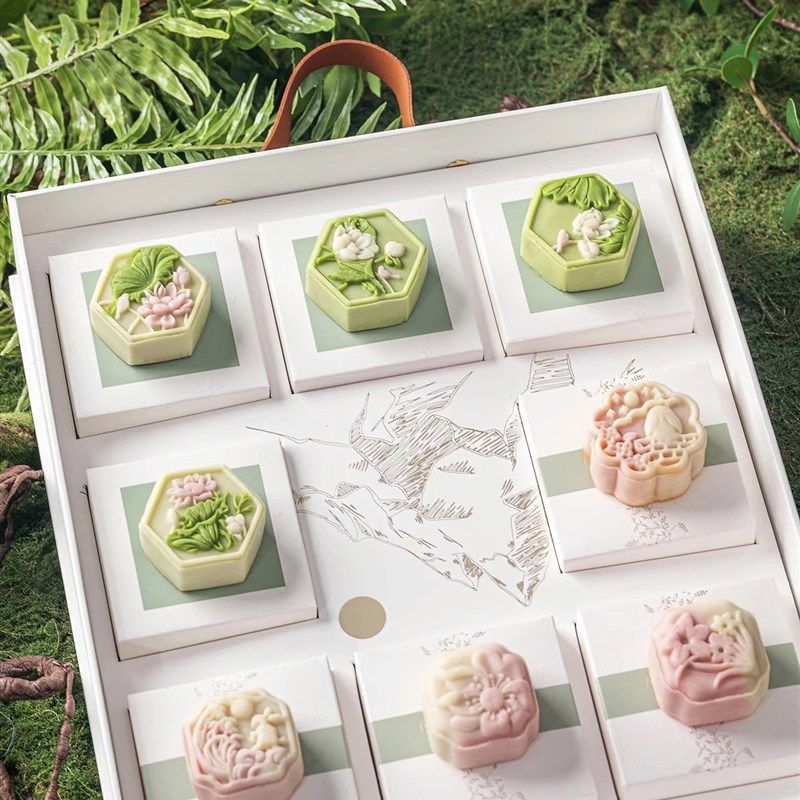 莲花中秋荷花荷叶月饼模具家用diy冰皮月饼绿豆糕手工月饼模磨具