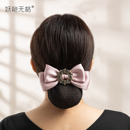 妖艳无格頂夹职业头花上班盘发网