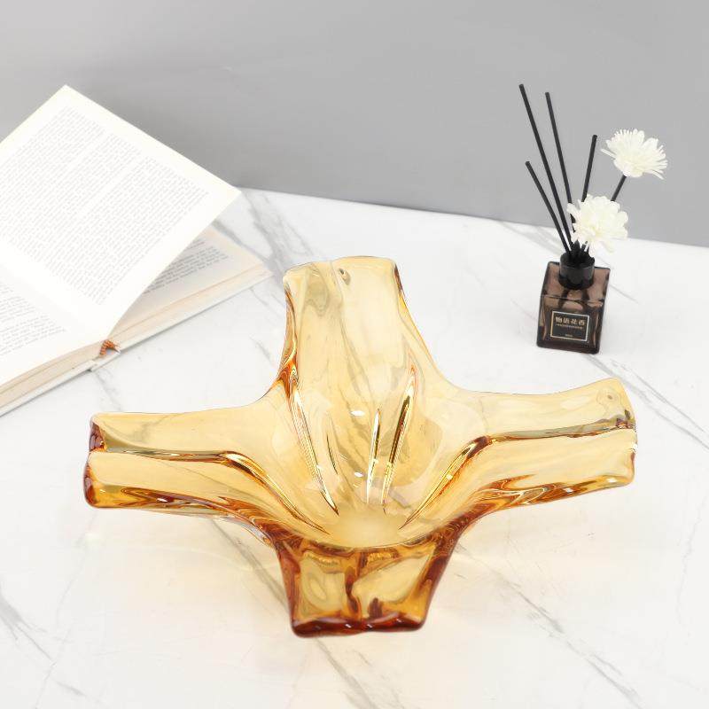 欧式极简琥珀色手工琉璃果盘艺术装饰摆件客厅餐厅酒店家居装饰品,家居饰品,果盘/果篓,淘宝优惠券,粉丝福利购,淘宝优惠卷