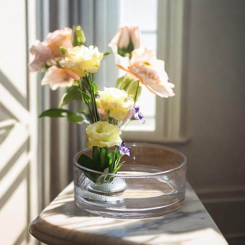 桌面圆缸花瓶透明水养插花宽口矮胖大口花器餐桌简约摆件鲜花防摔,家居饰品,花瓶,淘宝优惠券,粉丝福利购,淘宝优惠卷