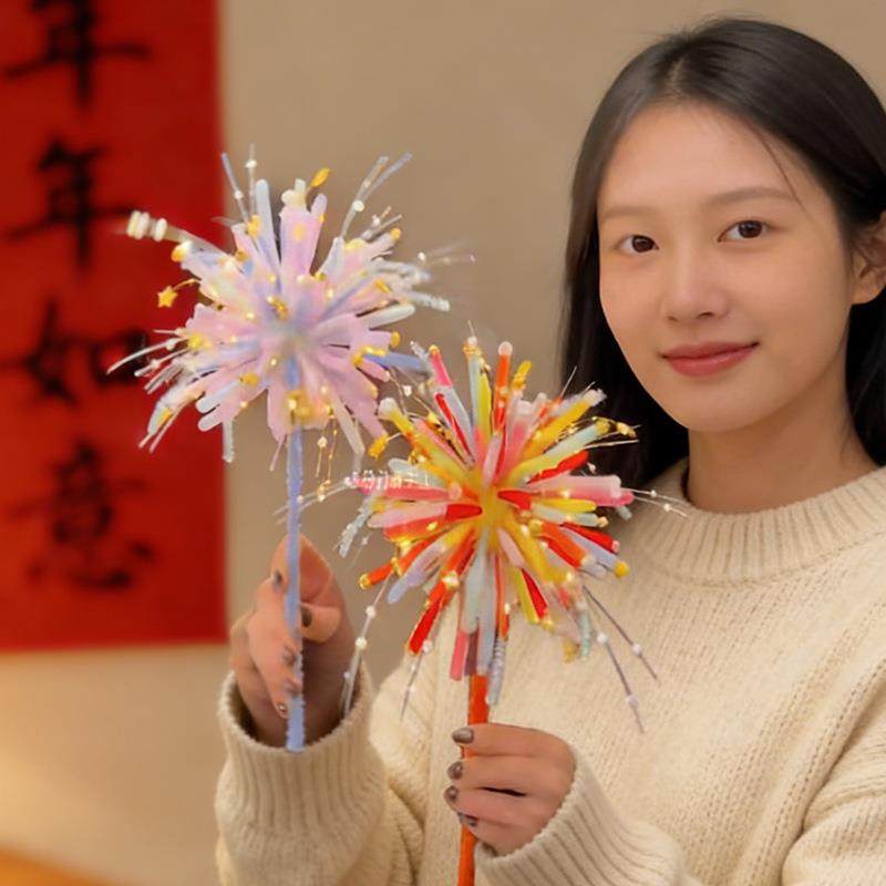 2026新款棒棒糖烟花灯扭扭棒花束手工材料新年氛围布置发光