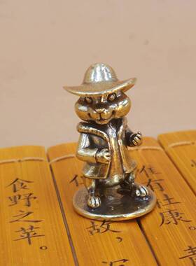 黄铜实心松鼠摆件家居办公室客厅桌面茶宠创意个性卡通工艺品装饰
