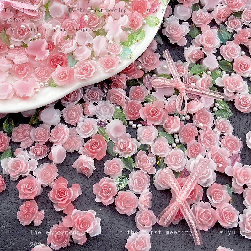 新款花朵材料包美甲饰品混款萤火虫夜光甜美ins风穿戴甲配饰