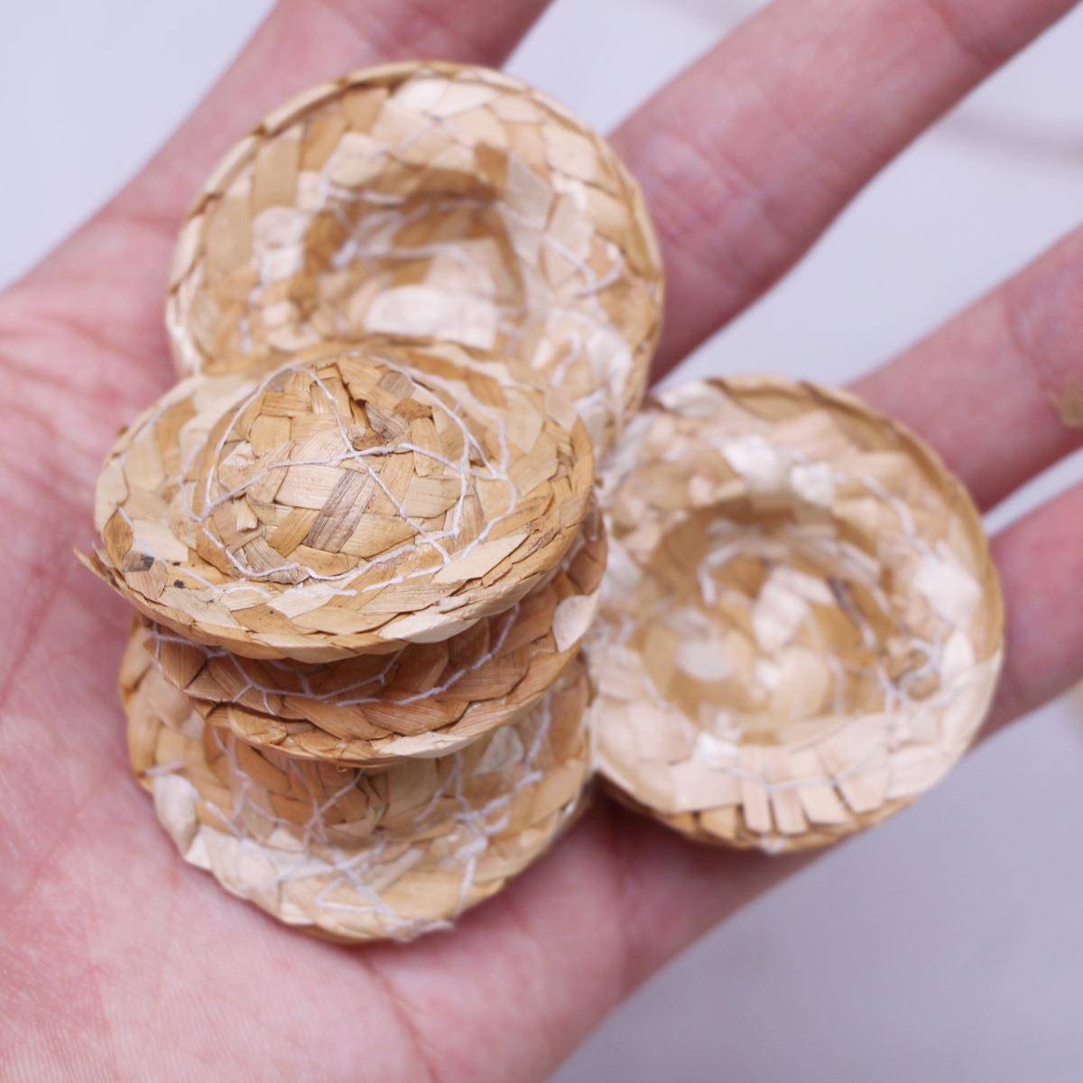 娃娃屋迷你仿真编织小草帽公仔配饰BJD微缩生活场景小布娃娃斗笠