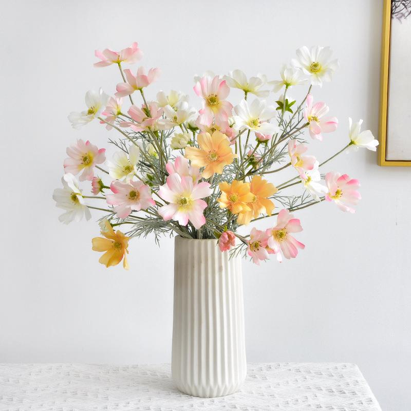 波斯菊仿真花6头植绒桑格花绢花假花家居客厅装饰摆件公主波斯菊