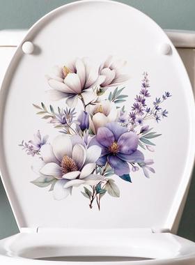 紫色花朵马桶盖装饰贴画浴室卫生间美化墙贴跨境热销可移除贴画