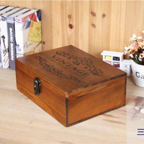 zakka带锁大号zakka收纳盒木质质复古日记档案盒ipad盒子