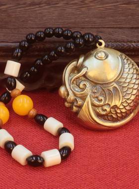 黄铜锦鲤文玩手把件伴手礼盘玩玩具鱼跃龙门桌面小摆件年年有余