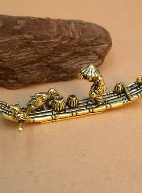 黄铜寒江独钓香插摆件复古渔翁独钓熏香香托工艺礼品办公桌面饰品