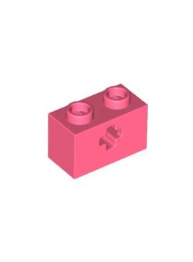 乐高LEGO积木零件 6439447 32064 31493 珊瑚红色 1x2带轴孔砖