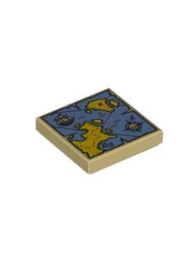 乐高LEGO零件 6100077 3068bpb0929 米色 2x2光面印刷件 海洋地图