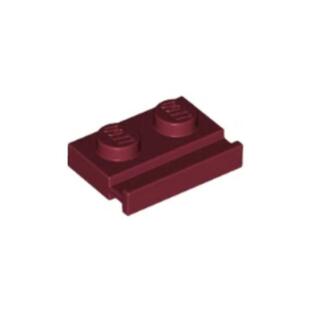 乐高/LEGO积木零件 6186005 32028 深红色 1x2 单侧带滑槽轨道板
