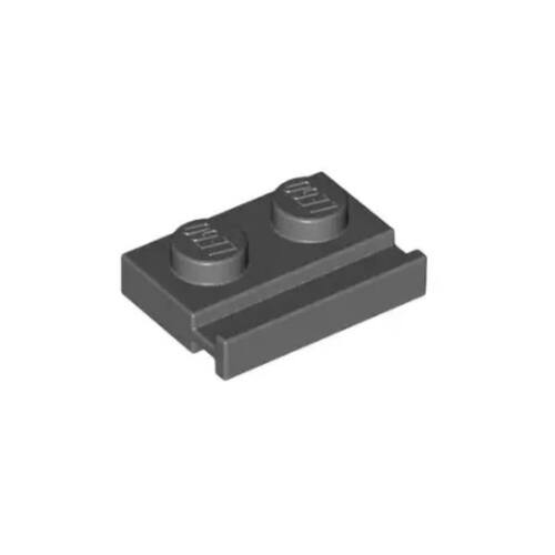 乐高/LEGO积木零件 4543086 32028 深灰色 1x2 单侧带滑槽轨道板