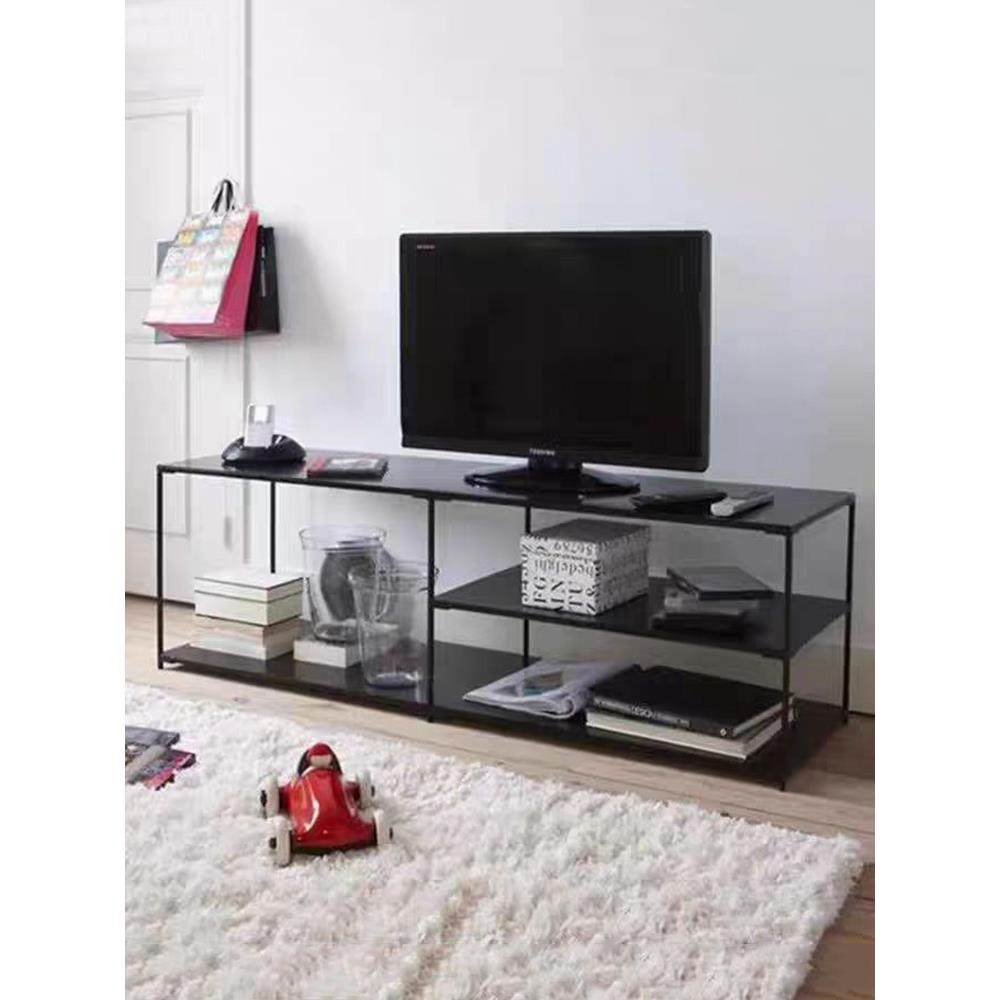 北欧客厅背景墙电视柜现代简约铁艺置物架卧室工业风极简铁艺柜子