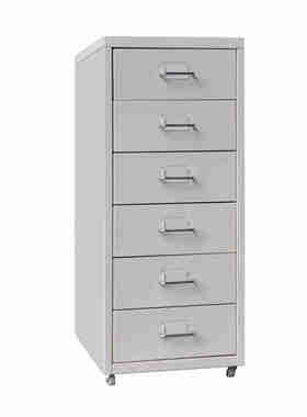 万度文件柜矮柜铁皮柜移动柜矮柜抽屉式办公柜六层活动柜红色