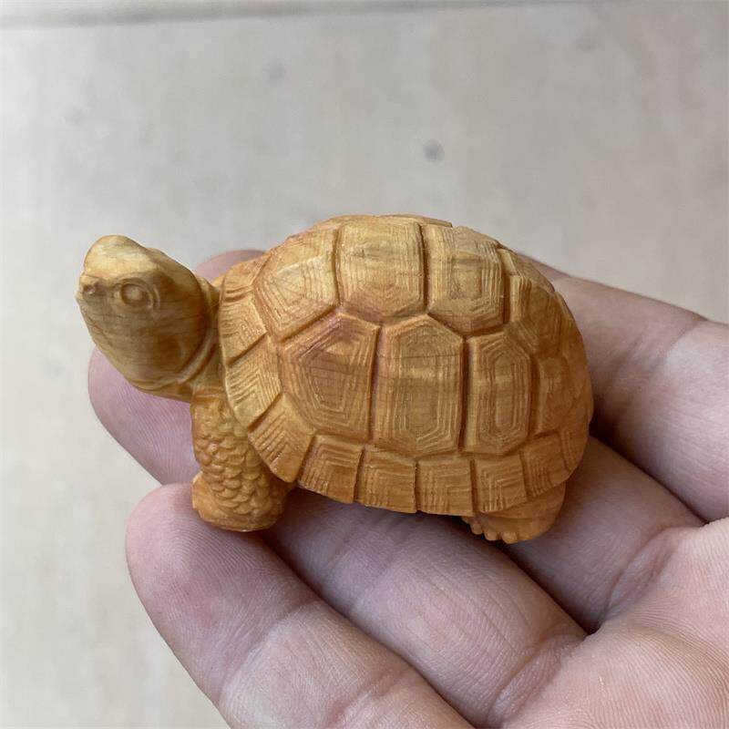 黄杨木雕龟饰品实木雕金龟生日礼物家庭客厅装饰工艺品