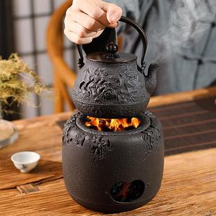 进口攀蟹铸铁炭炉木碳炉子围炉煮茶器温茶功夫茶具 信龙堂炭烧原装