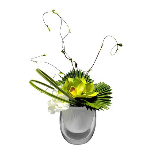 仿真花艺桌面轻奢假花盆景办公室前台洽谈桌装饰绿植玻璃花瓶摆件