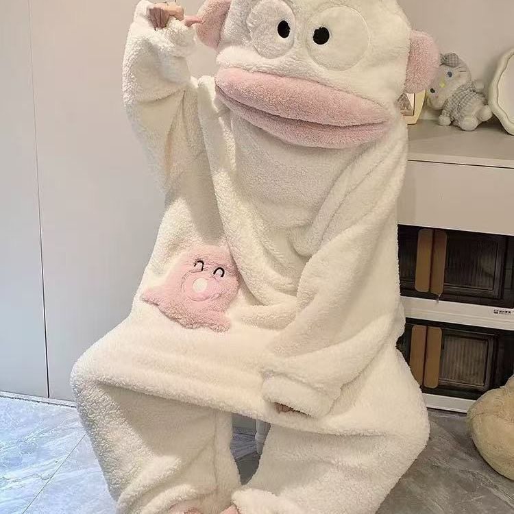 UINQUT/丑鱼连体睡衣女秋冬季加厚珊瑚绒保暖睡袍家居服沙雕搞怪,女士内衣/男士内衣/家居服,睡袍/浴袍,淘宝优惠券,粉丝福利购,淘宝优惠卷