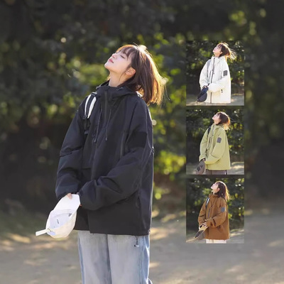 日本品质夹克男春秋季户外冲锋衣休闲透气薄款防风速干连帽登山服