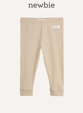 Newbie瑞典进口童装春夏有机棉婴儿米色条纹打底裤新生儿包裹舒适