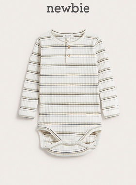 Newbie瑞典进口童装秋冬新款婴儿条纹系列周岁百日宴连体衣爬服