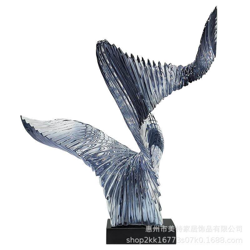 现代简约抽象摆件酒店大堂售楼处客厅玄关透明树脂工艺品雕塑装饰