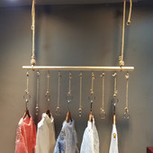 服装 修吊挂衣架墙壁挂麻绳木棍吊架 店上墙架子吊顶展示架店铺装
