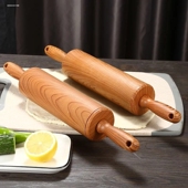 开酥擀面杖滚轴滚轮式 家用擀面棍赶面棍饺子皮擀面棒大号走锤面棒