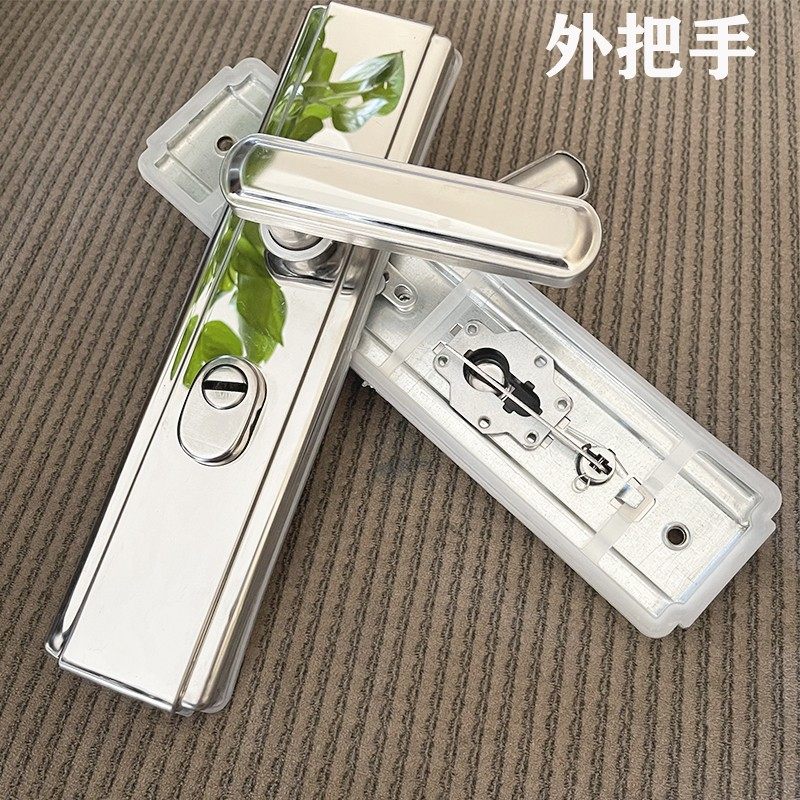 防盗门门锁把手通用套装面板配件手柄家用老式不锈钢拉手锁芯大全