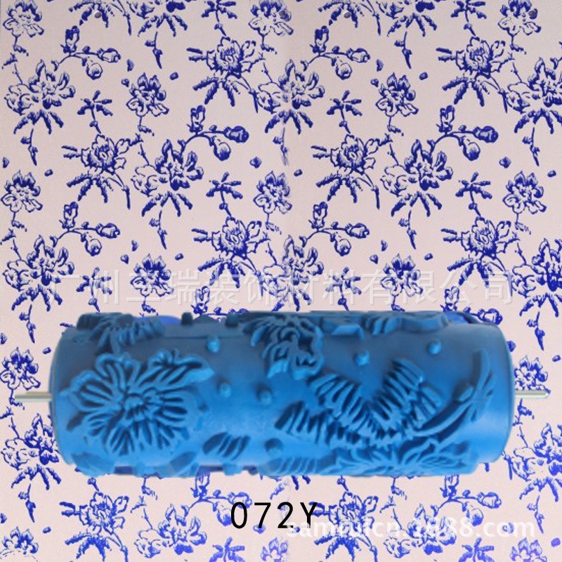 5寸印花滚筒工具艺术涂料油漆刷液体壁纸漆橡胶滚筒墙纸滚花模具