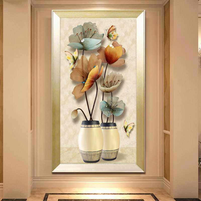 新款直销5d钻石画满钻客厅钻石绣2018新款走廊玄关竖版砖石画点贴