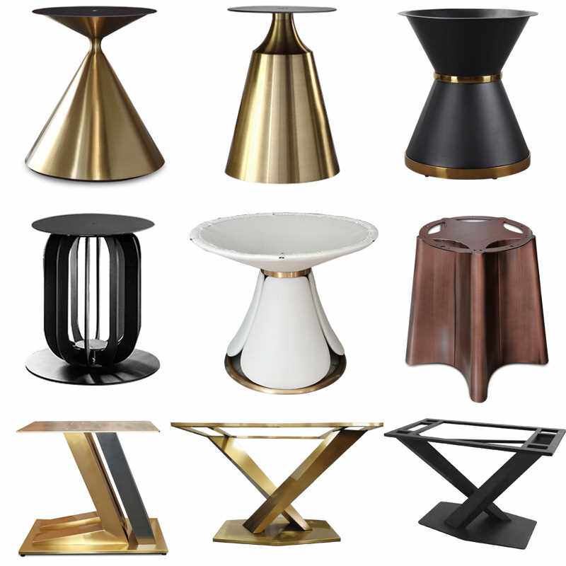 新款直销北欧岩板餐桌腿铁艺钛金餐桌底座桌子腿创意茶几碳钢桌腿