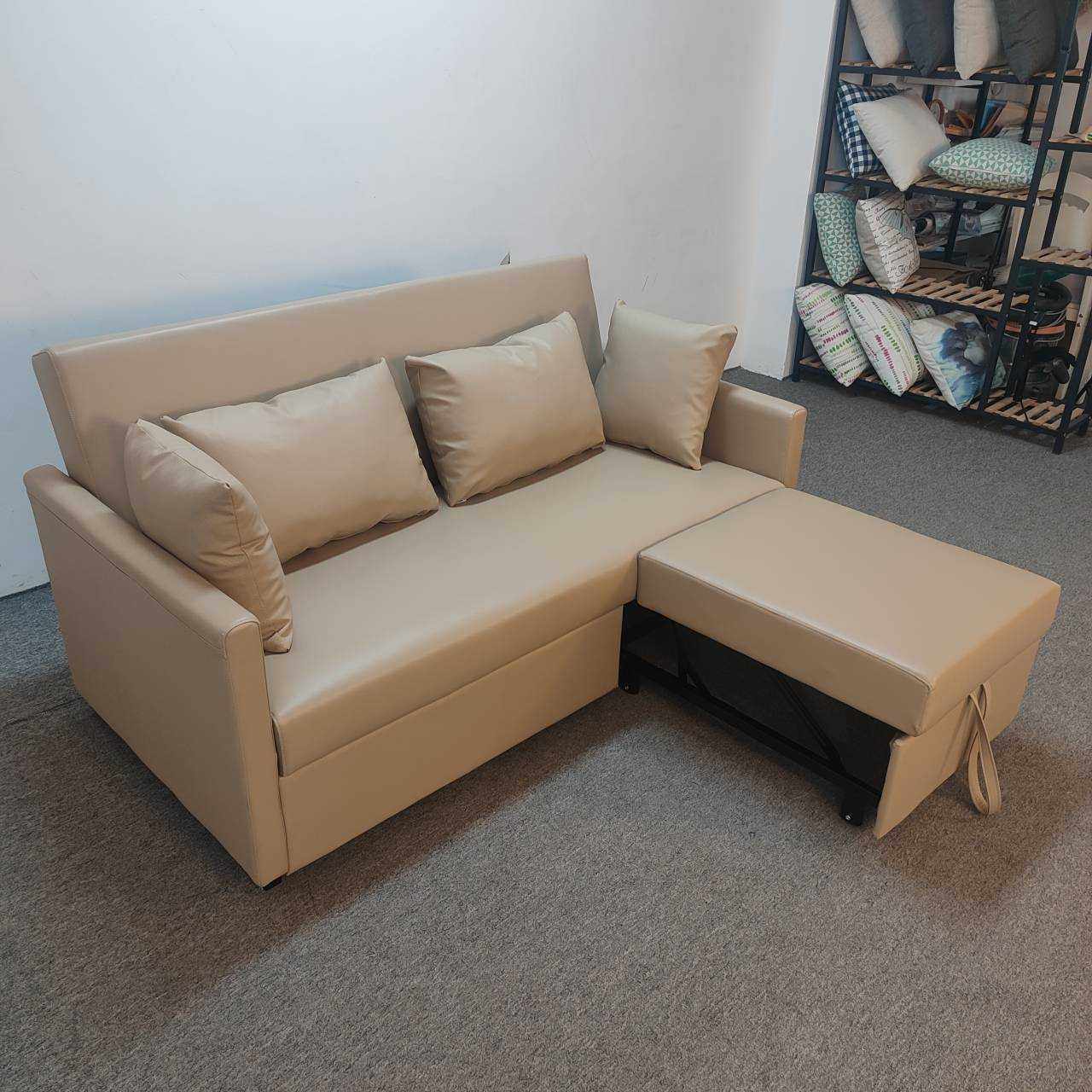 新款直销多功能两用皮艺沙发床公寓酒店出租房推拉双隐藏贵妃可折,住宅家具,功能沙发,淘宝优惠券,粉丝福利购,淘宝优惠卷