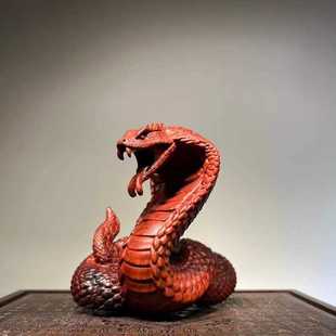 新款直销紫檀新款吉祥蛇摆件 十二生肖蛇手把件实木雕刻家居办公